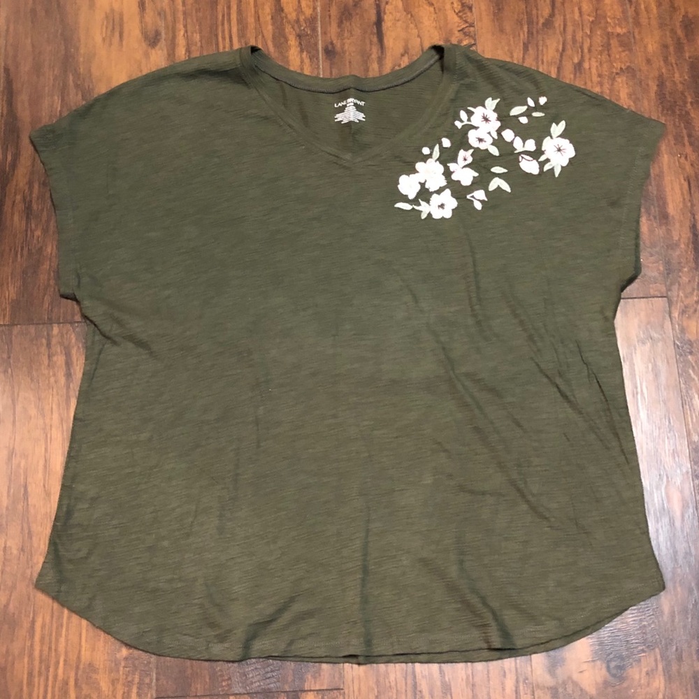 Cute Lane Bryant Green Floral Shirt Size 18/20
